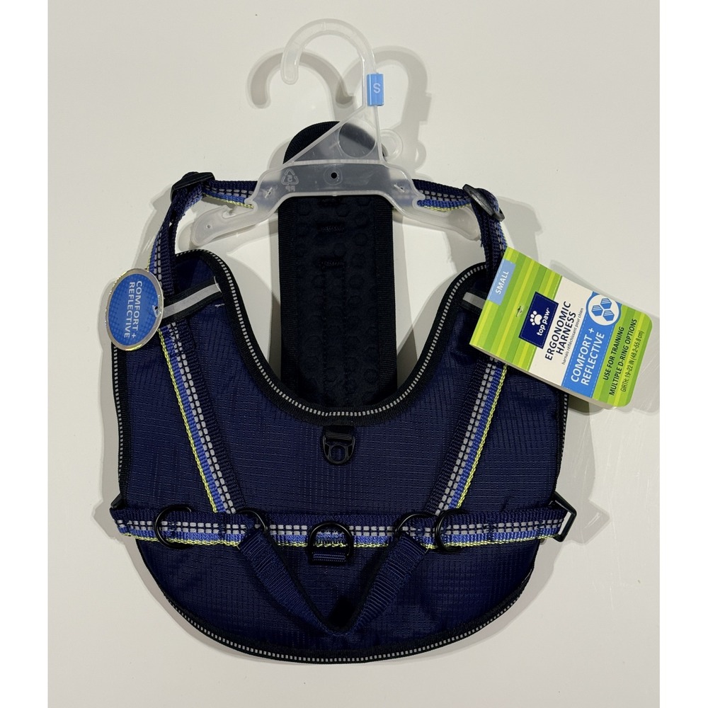 TOP PAW Ergonomic Dog Harness - Blue Reflective Padded Training - Small - NEW